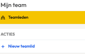 Actie 'Nieuw teamlid' in het rechterpaneel